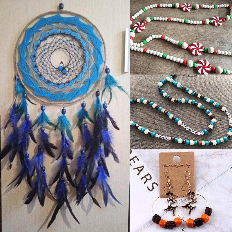 Разноцветные свободные круглые натуральные деревянные бусины для изготовления ювелирных изделий, детские погремушки, соска, фурнитура из бисера