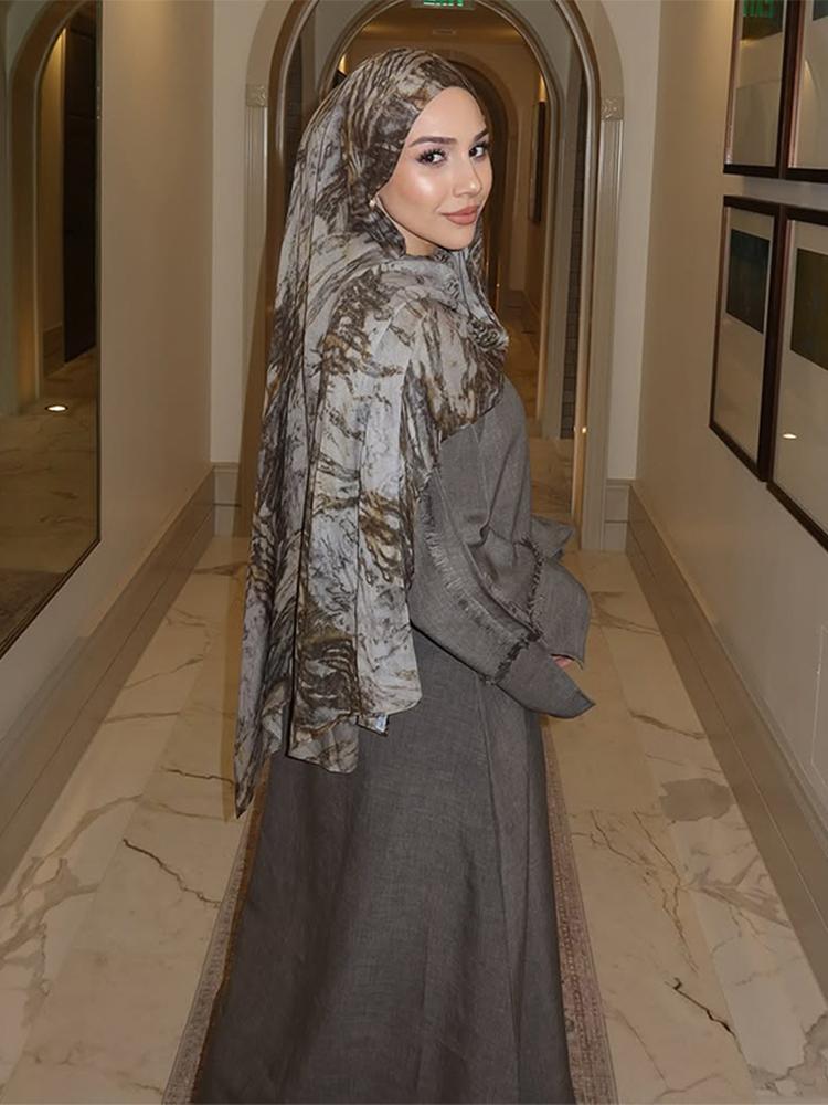 New Print Voile Scarf Vintage Muslim Hijab for Women Lightweight Sunscreen Head Wrap Beach Shawl Boho Travel Accessory