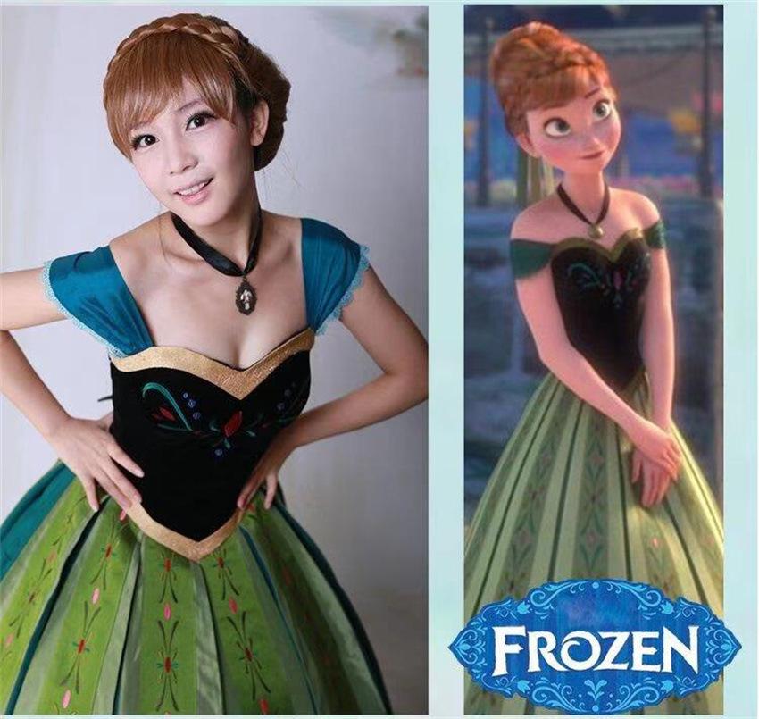 Princess Anna Frozen Cosplay Embroidered Gown Dress