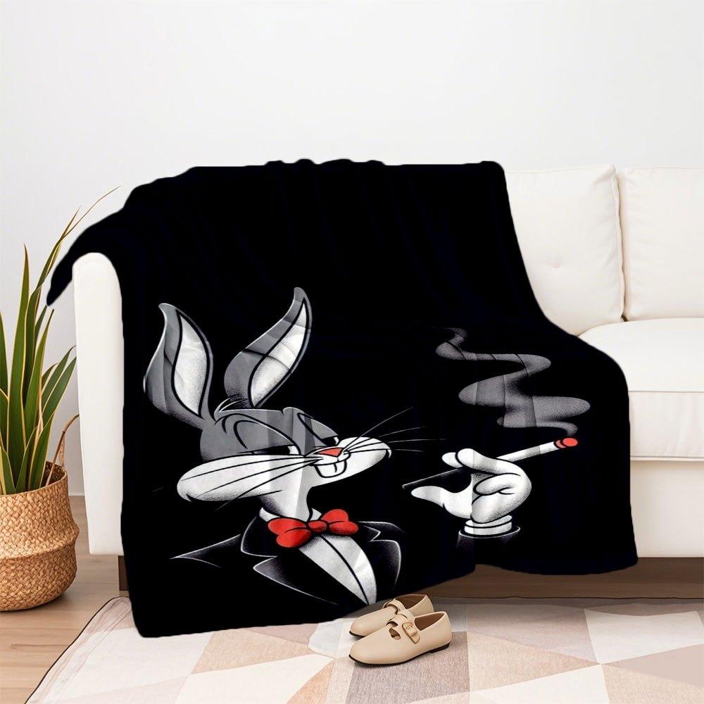 "Looney Tunes Bugs Bunny Smoking Phone Wallpaper"Blanket Flannel Throw Blanket for Sofa, Bed, Travel, Camping, Office