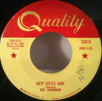 7-дюймовая пластинка DEL SHANNON - Hey Little Girl 1361X QUALITY 1961 Канада Поп Б/у