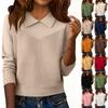 Women's Casual And Fashionable Long Sleeved Knitted Solid Color Top Sweater