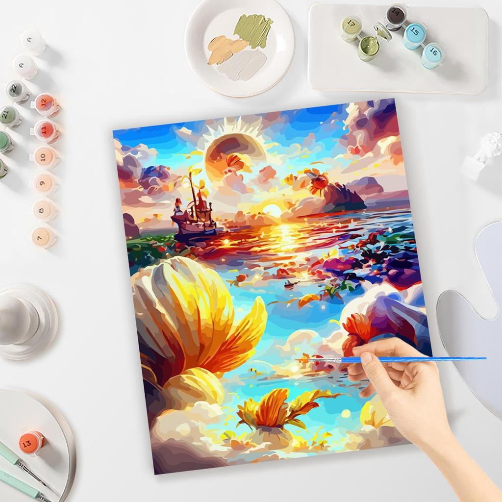 RUOPOTY Diy Paint By Number For Adults Canvas Rose Flowers Kits Acrylic Easy Painting By Numbers For Wall Home Decor 40x50cm