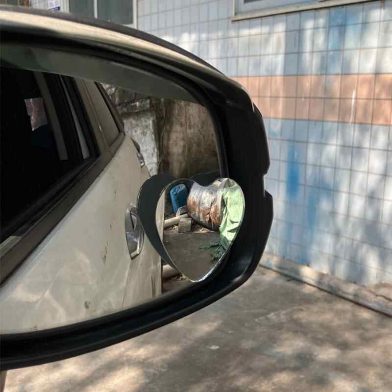 2Pcs Heart Shape Car Adjustable Side View Wide Angle Blind Spot Rearview Mirror HD Reverse Assistance Glass Safety Mirrors