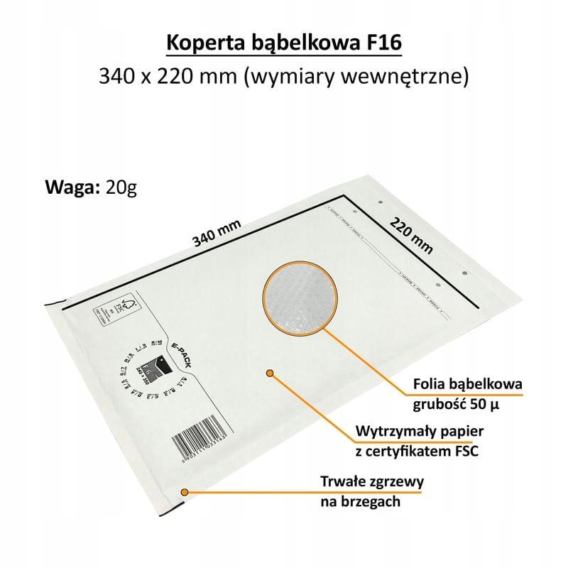Bubble envelope F16 WHITE E-PACK x100pcs