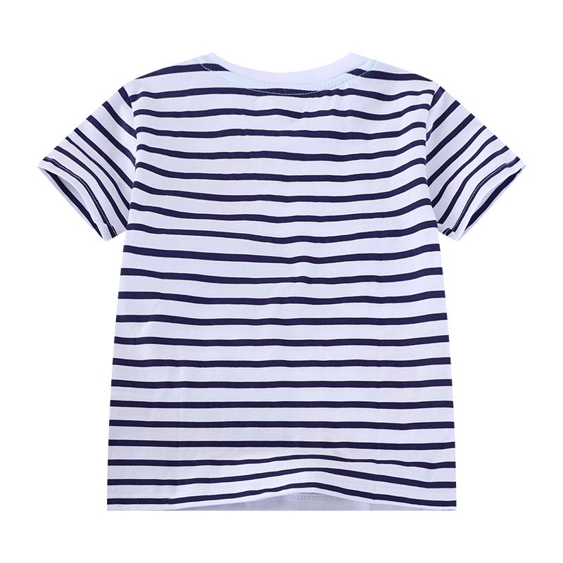 Little maven 2026 Children's Clothing Summer Kids Clothes for Baby Boys Striped T Shirts Cartoon Planets Cotton Tops Tees