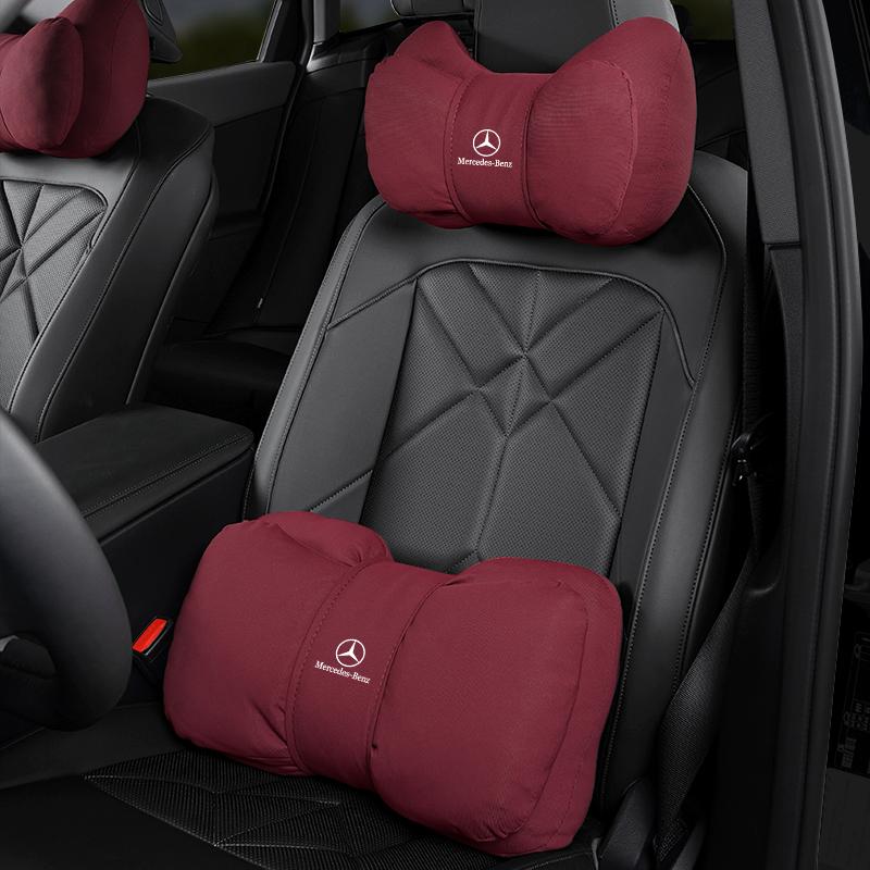 Car Soft Fabric Headrest Lumbar Support Decoration Auto Valve Cap For Mercedes Benz W205 C300 W203 W206 W108 W124 W126 W140 W168 ll1