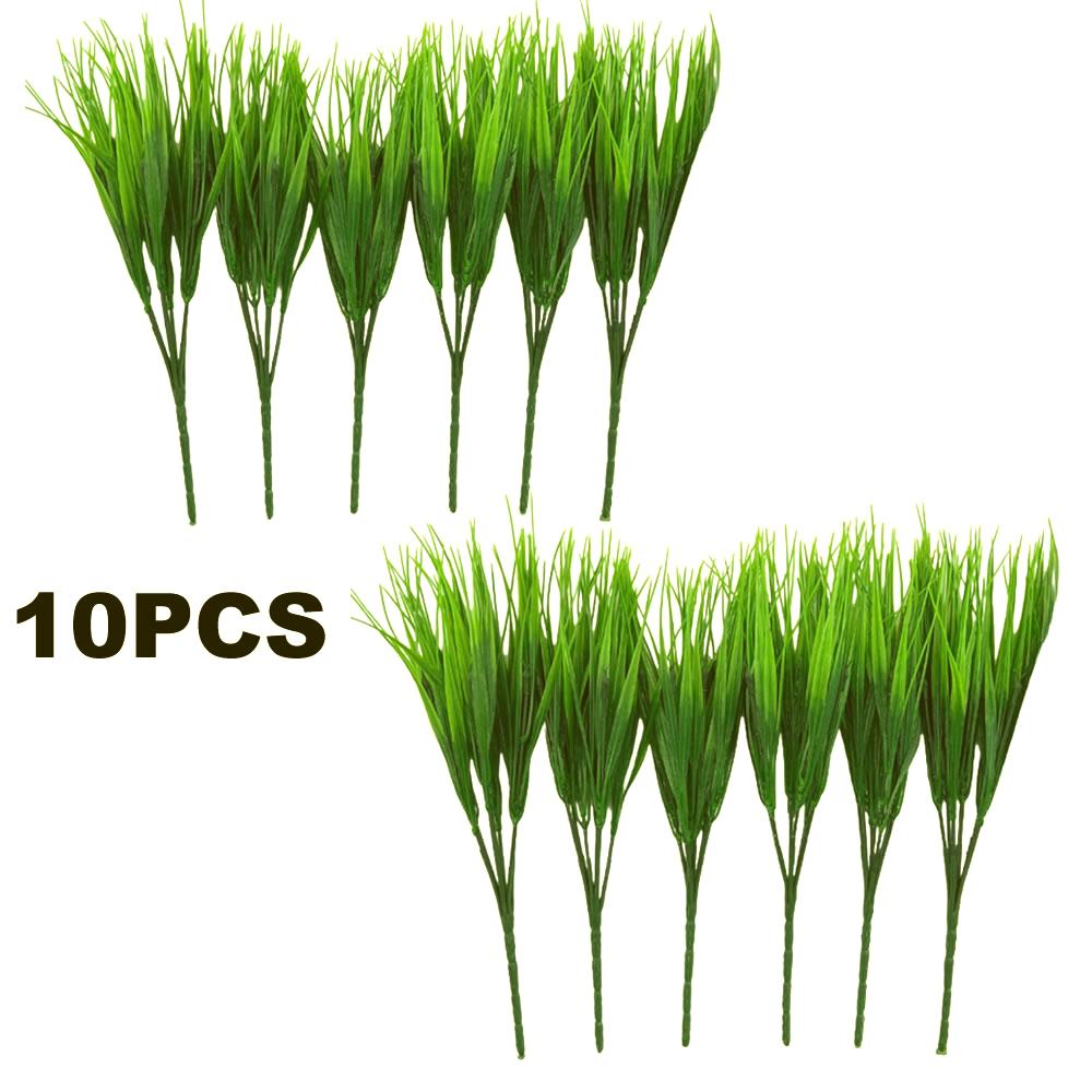 5 шт./10 шт./20 шт. Искусственное пластиковое 7-ветвистое травянистое растение Зеленая трава Имитация Искусственное растение Домашнее украшение Садоводство Трава Уличная