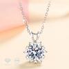 S925 Sterling Silver 1 Carat Moissanite Romantic Snowflake Pendant Necklace Clavicle Chain Women Girls Birthday Anniversary
