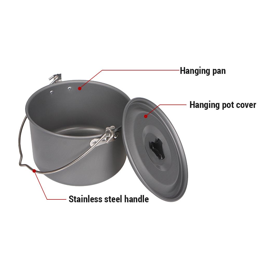 Portable Camping Hanging Pot 8L Cooking Pot Outdoor Cookware for Camping Hiking Fishing