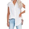 Summer Solid Color Single-breasted Shirt for Women Casual Short-sleeved Tops