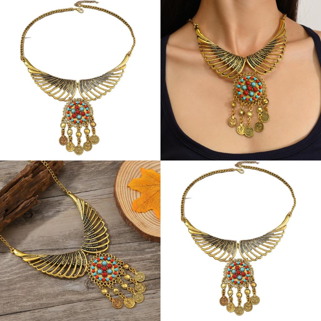 Inspired Ethnic Vintage Coin And Tassel Necklace With Wing Design Daily For