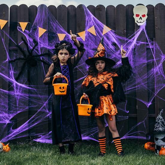 Colorful Halloween Spider Web Stretchable Cotton Cobwebs Elastic Scary Party Scene Props for Halloween Christmas Eve Parties