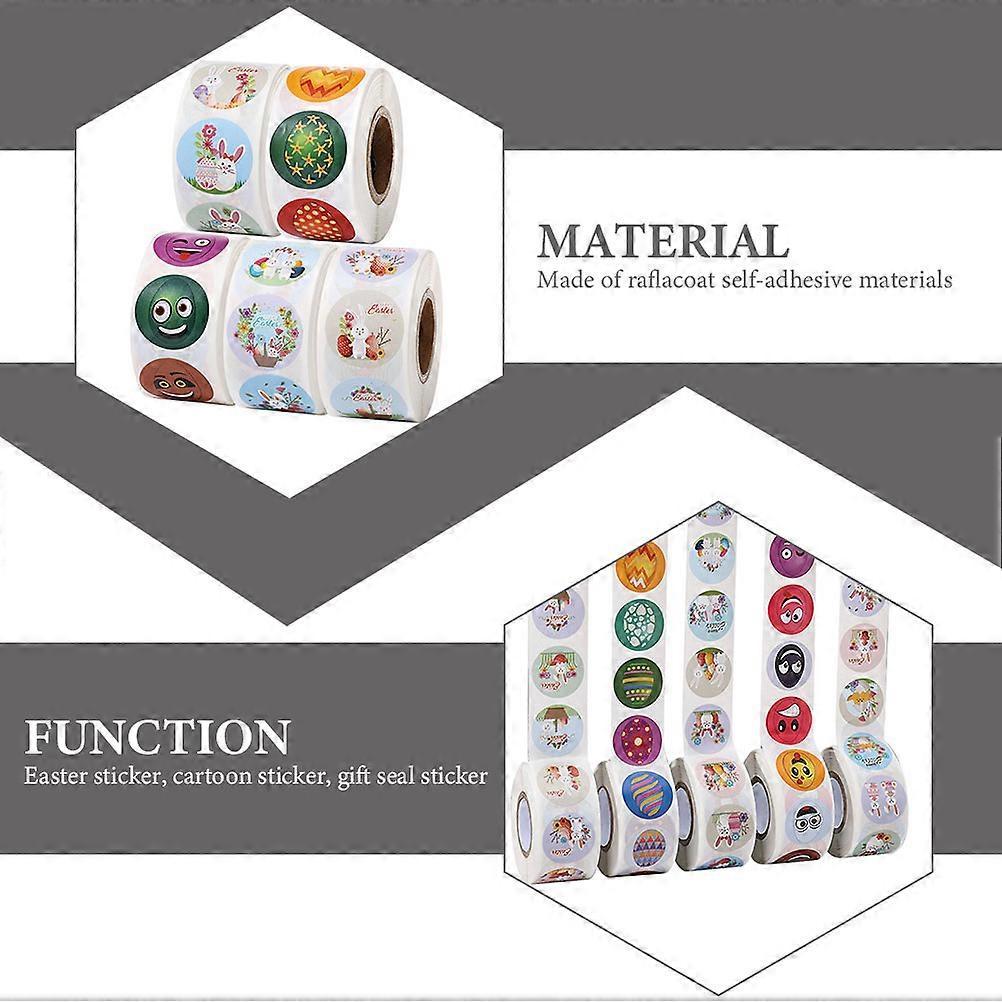 Coated Stickers Rabbit and Egg Pattern Tape with 15 Rolls