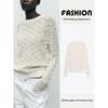 Za2025 Spring New Women's Clothing Easiest for Match Jacquard Mesh Long Sleeves Round Neck Cut Out Simple Knitwear 3471010