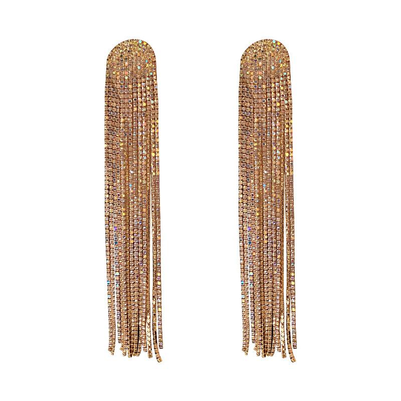 2022 New Fashion Long Tassel Rhinestone Drop Earrings for Women Ovsize Crystal Dangle Earrings Fashion Jewelry