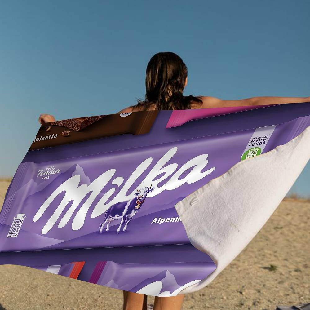 Классический Вкусный Логотип M-Milka Микрофибра Печатное Пляжное Полотенце Альпинизм Йога Пляжный Бег Впитывающее Мягкое Полотенце