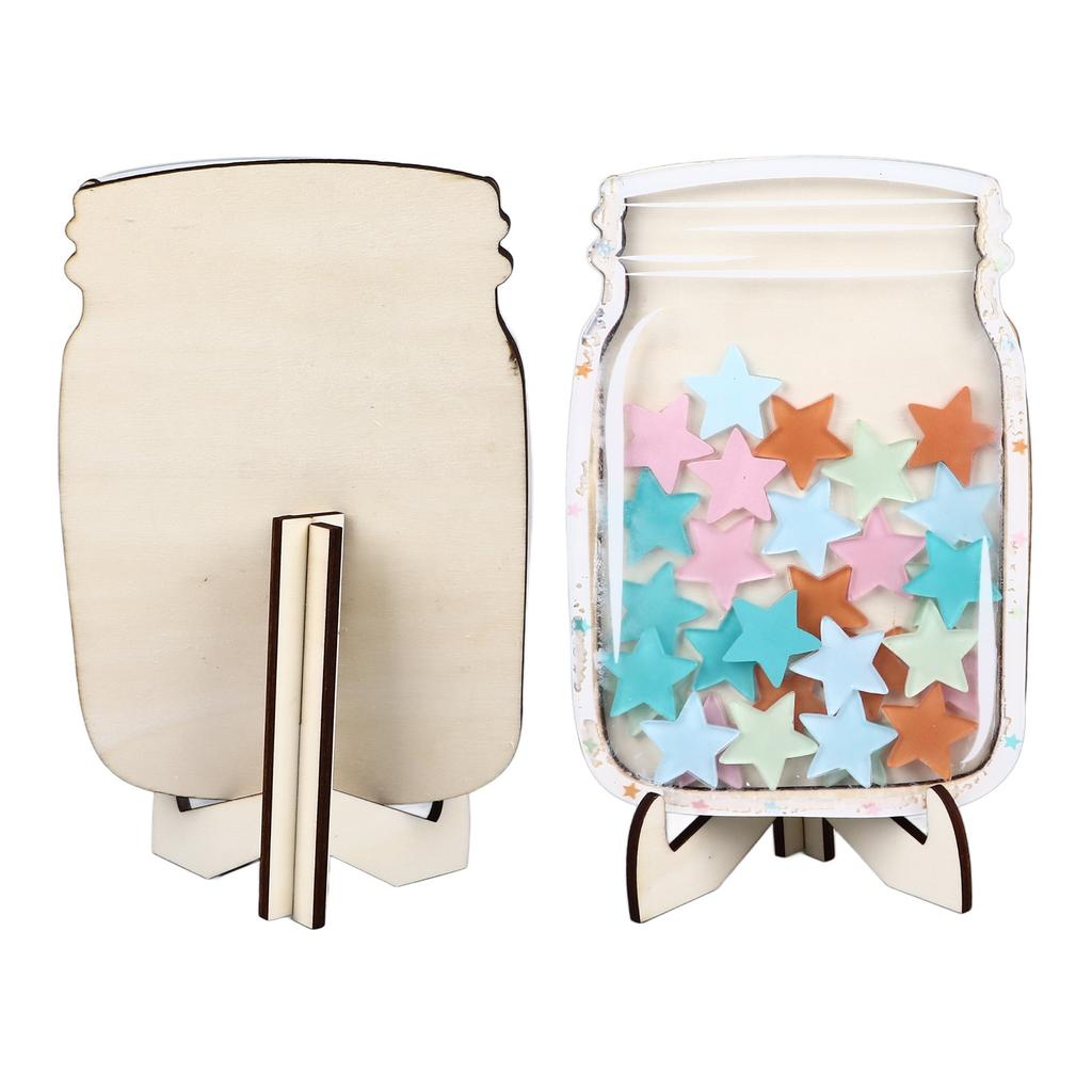 Star Reward Jar 30 Colorful Star Safe Sturdy Wood Stable Stand Routine Training Kids Reward Board for Home Education