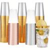 50/100pcs 10 Oz Disposable Cup with Gold Border Disposable Plastic Cup for Party Thicken Plastic Cup Birthday Wedding Supplies