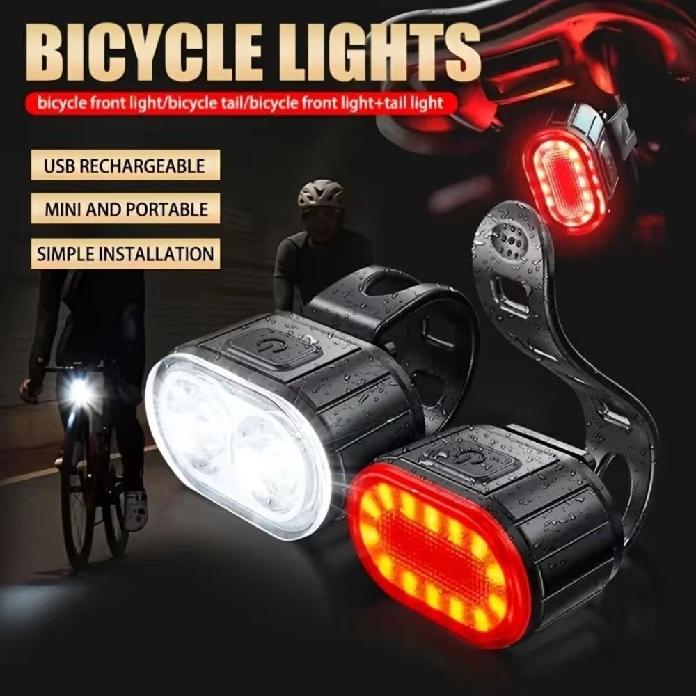 Waterproof Bike Warning Lamps USB Rechargeable Cycling Flashlights Outdoor Riding