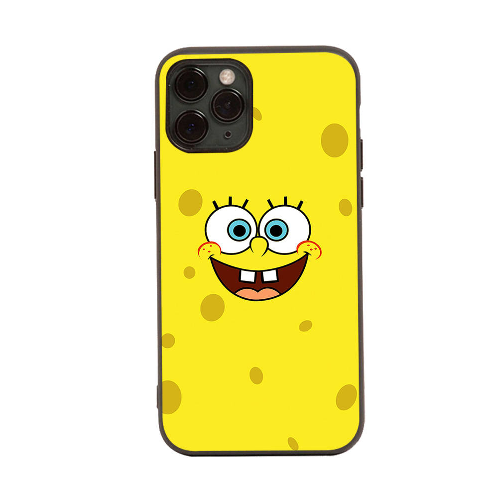PB7 Little Cute Spongebob Black Sofe Case for iPhone 16 15 Plus 14 13 Pro 8 SE XR XS Max P30 Nova 5T Y5P Y6 Y7 Y8P Y9 Realme C30 C33 C31 VIVO Y36 V27