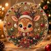 5D Pearl Painting Kit Acrylic Round Board Xmas Acrylic Pendant Christmas Diamond Painting Set  Gift