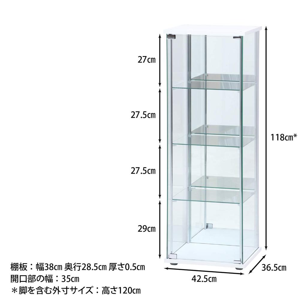 Футляр для коллекционной фигурки Fuji Boeki, 4 яруса, ширина x глубина x высота 120 см, белое закаленное стекло, заднее зеркало в сборе, товар 97338 42,5 36,5