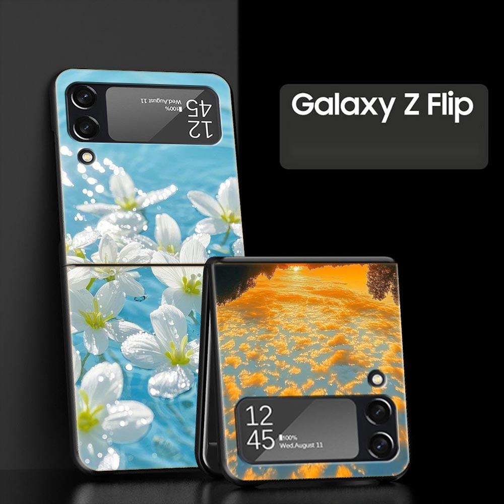Чехол для телефона Samsung Galaxy Z Flip 3 4 5 6 7 Складной корпус Для Samsung Z Flip4 Flip5 Жесткая ПК-крышка Мягкая Бледный Маленький Цветок
