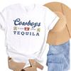 Cowboys Tequila Women Funny Drinking TShirts Short Sleeve Vintage Country Music T Shirt Cowgirl Retro Fashion Graphic Tees Tops