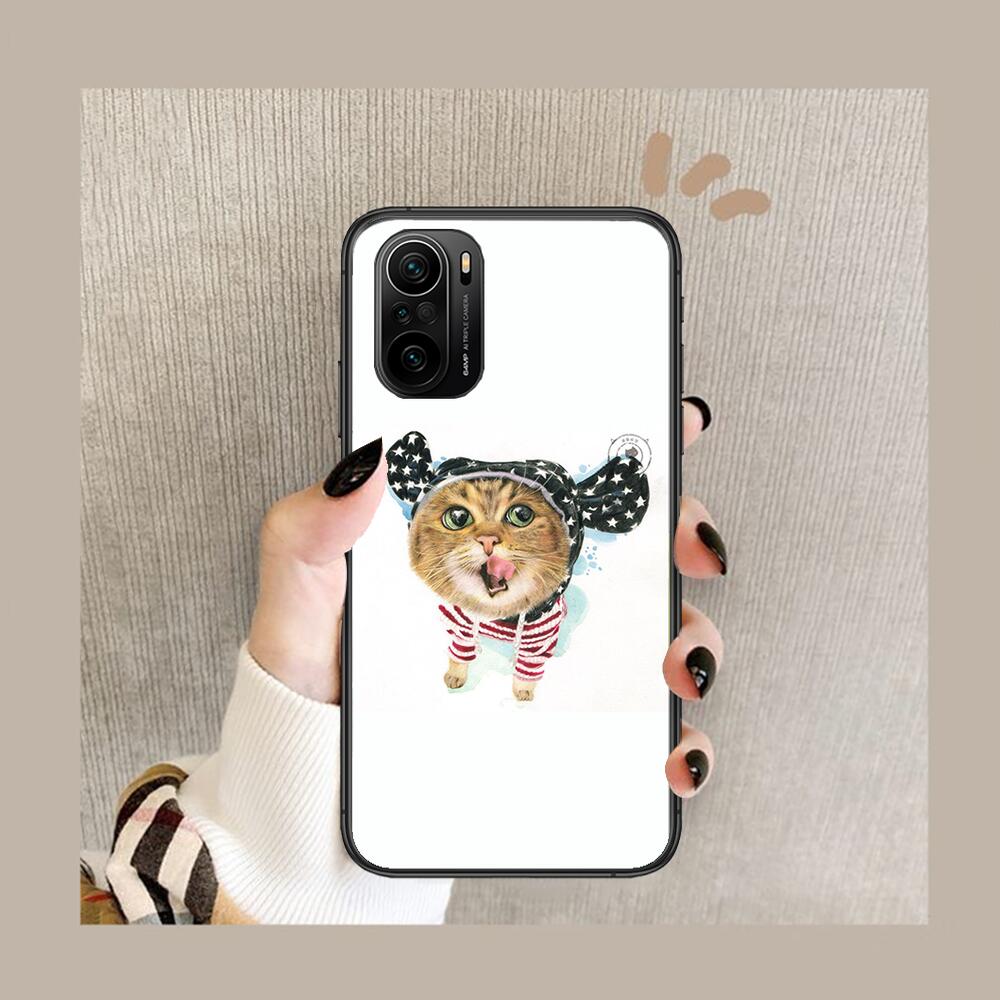 Funny Cartoon Cat Phone Case For Xiaomi Redmi POCO F1 F2 F3 X3 Pro M3 9C 10T Lite NFC Black Cover Silicone Back Prett Mi 10 Ultr