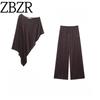 Zbzr Spring New Women Clothes Metal Color Line Asymmetric Cape Coat Wide Leg Pants 3067772 2180505