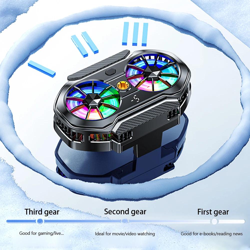 FS06 Охлаждающий вентилятор для мобильного телефона с зажимом сзади, два вентилятора, цифровой дисплей, три скорости, регулируемые с универсальным колесом для прямой трансляции