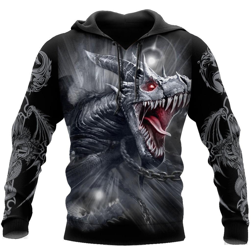 Spring Autumn Dragon And Tiger Tattoos 3D Print Unisex Deluxe Hoodie Men Sweatshirt Streetwear Pullover Casual Jacket Tracksuit