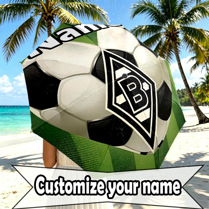 Custom Name Personalized Borussia Monchengladbach Print Umbrella, Auto Open Close, 8‑Rib Sturdy Frame, Commute Camping Hiking Use, Birthday Gift