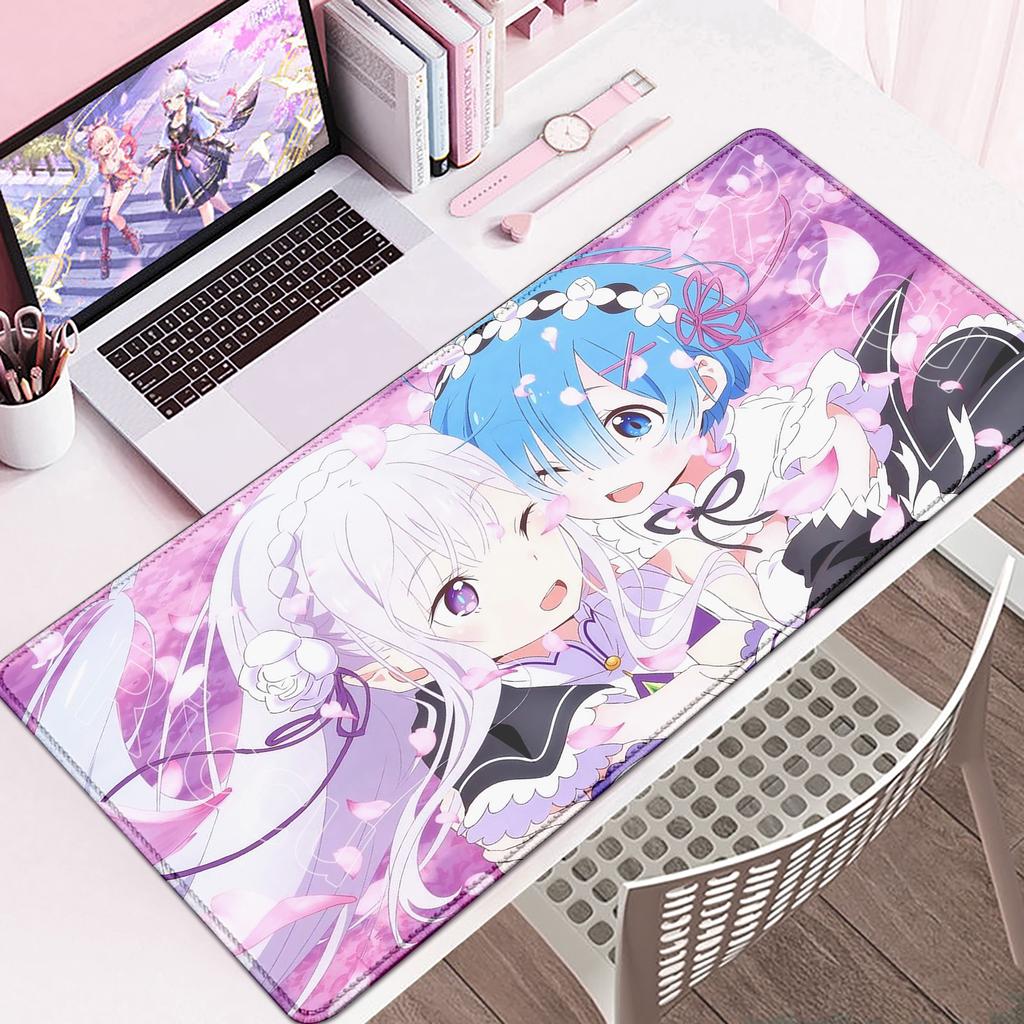Новый милый коврик для мыши Re Zero Rem, игровой HD-печать, XXL-коврик для мыши, большой коврик для стола компьютера и ноутбука, нескользящий, для клавиатуры, аниме-девушка, коврик для стола