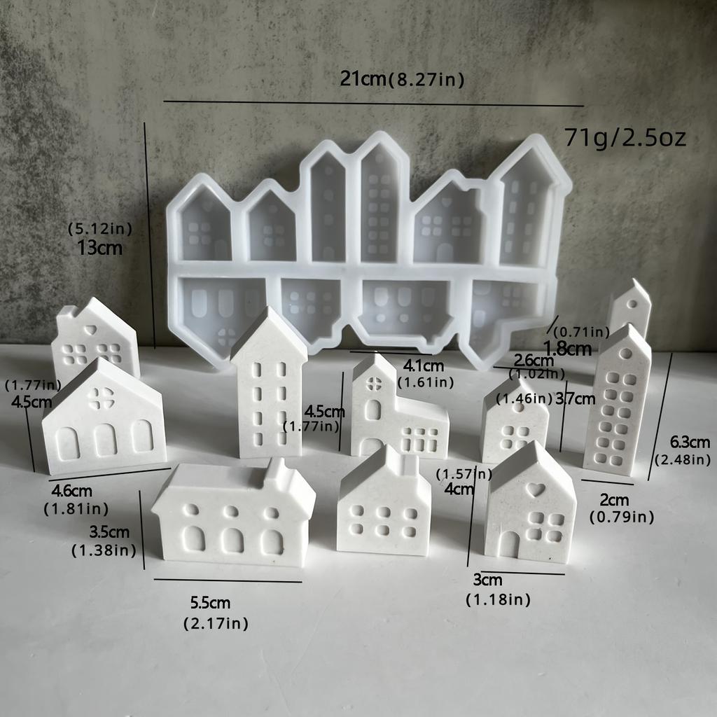 1pcs House Silicone Mold Nordic House Decoration Plaster Mold Drip Glue Mold