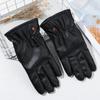 Autumn Winter Thick Touch Screen Gloves Sport Cycling Gloves PU Leather Mitts Full Finger Mittens