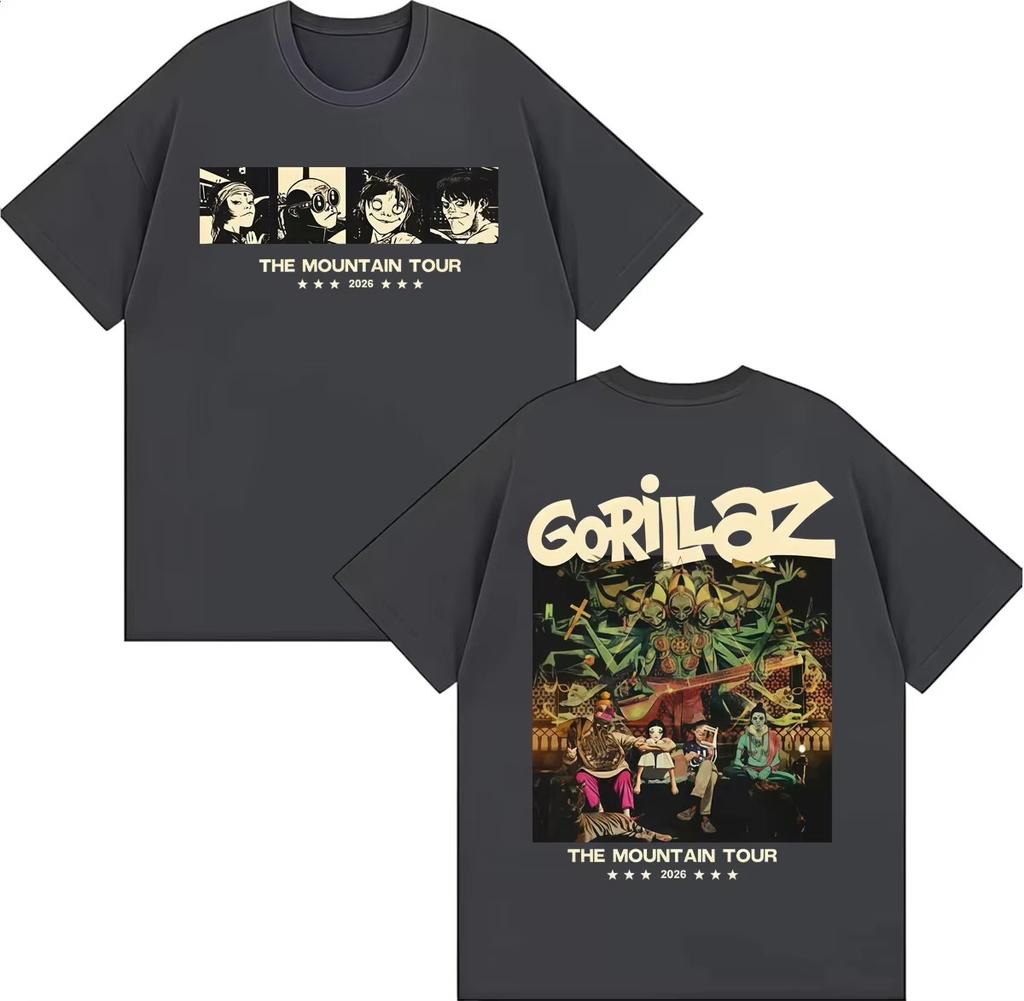 Band Gorillaz The Mountain Tour 2026 Graphic T Shirt Unisexs Clothing Wounisexs Fashion Vintage Short Sleeve Casual Cotton Tshirt