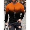 Stylish Faith Gradient Color Print Long Sleeve Novelty T-shirt - Vibrant Autumn Wear for Men with Unique Design, Soft Fabric, and Relaxed Fit -