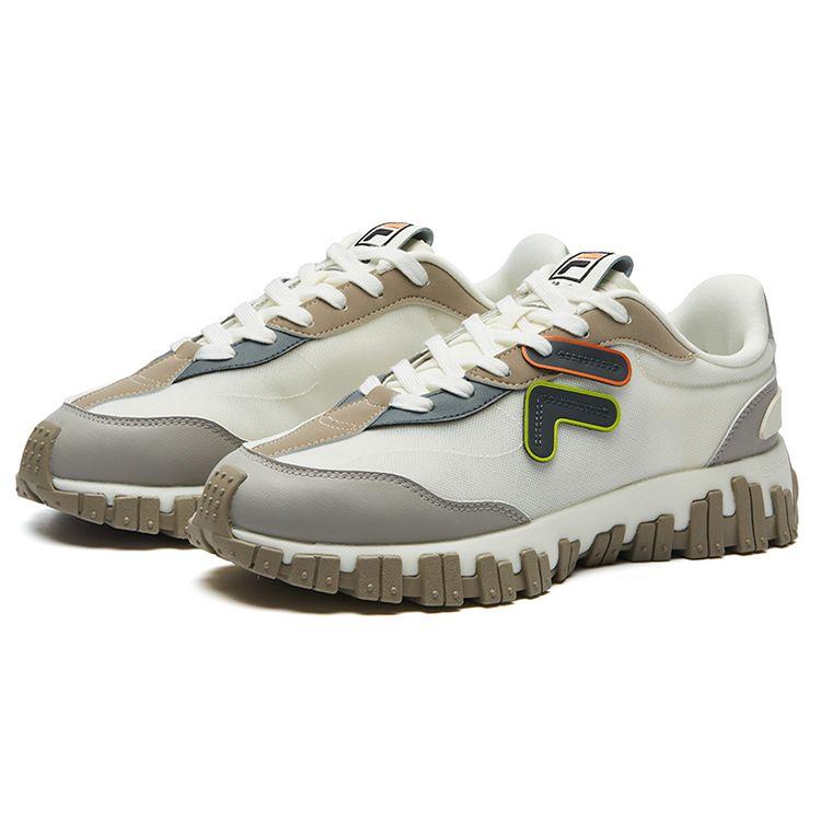 Fila Fusion Ткань для бега с наследием Синтетическая кожа Двухслойная коровья кожа Модные низкие кроссовки в стиле "папа" Мужская кроссовка Светло-серый T12M131103FSP