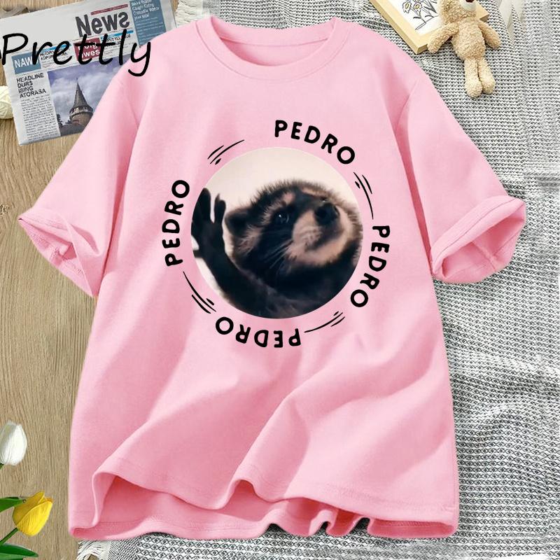 Pedro Dancing Raccoon T Shirt Unisex Unisex Funny Trash Panda Meme T-Shirt Casual Short Sleeve Animal Tshirt Cotton Unisex's Clothes