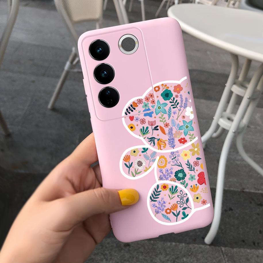 Чехол для Vivo V27 Pro Задняя крышка для Vivo V27e Модный чехол-фунда конфетного цвета с рисунком для Vivo V27 5G V 27e V27Pro V2237 V2230 Мягкий чехол