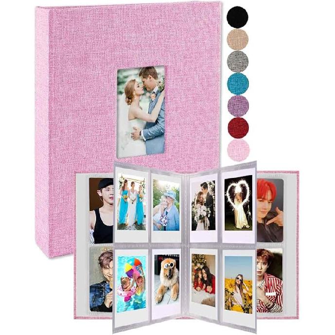 GPIRAL 2x3 Photo Album 208 Vertical Photos - Linen Front Window, Photo Album Compatible with Fujifilm tax Mini Film 7s 8+ 9 11, Polaroid Snap/PIC