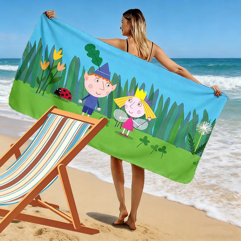 Ben and Holly Print Beach Towel, Large Soft Quick Dry Towel for Beach Camping Swimming