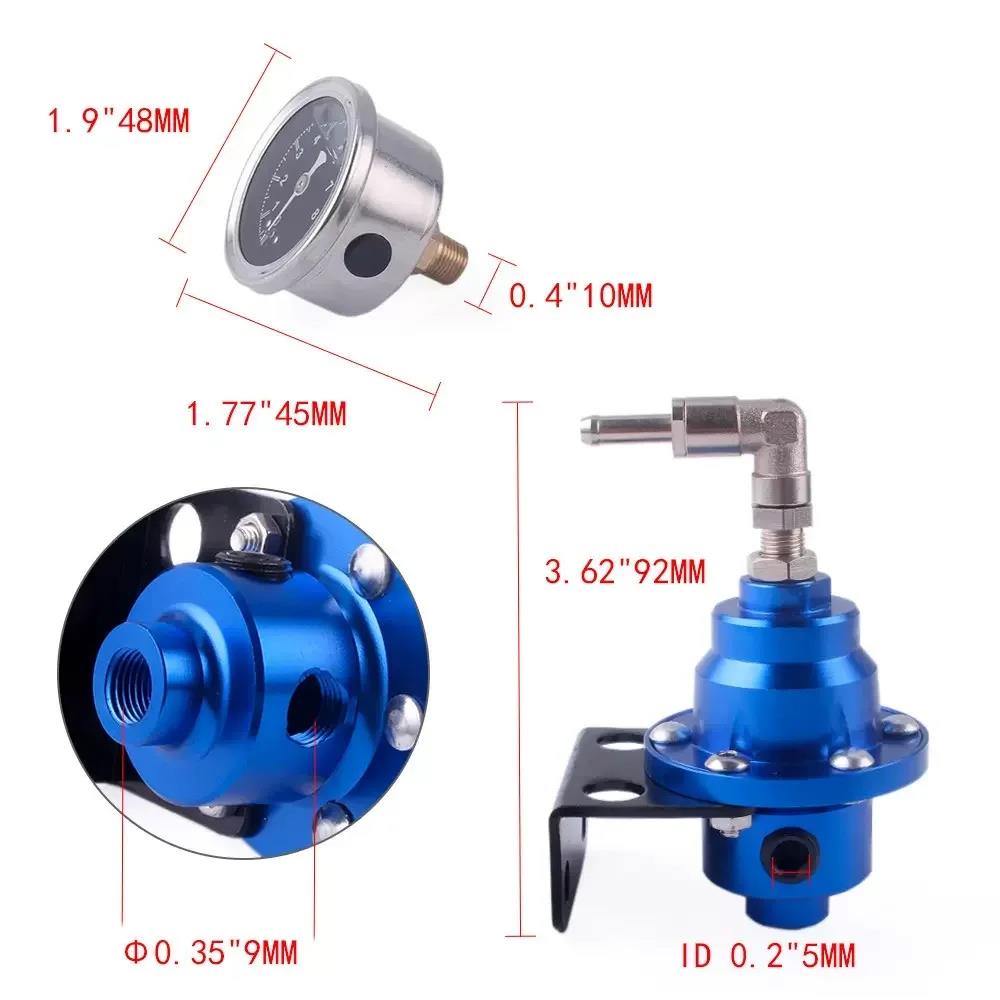 Adjustable Fuel Pressure Regulator Car Accessories Vehicle Refitting Fuel Supercharger Aluminum Universal With Gauge Kit car Pressure Regulators 5