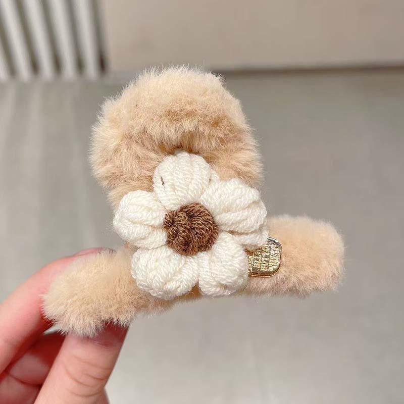 Осень/Зима 2025 Плюшевый мех норки Любовное сердце Стразы Зажим-краб для волос для женщин