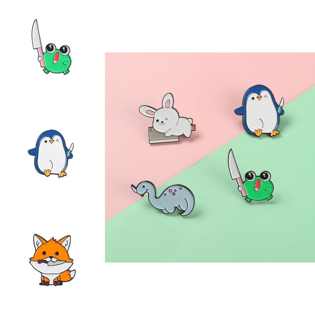 Fun And Whimsical Animal Pins With Charming Penguin House And Fox Knife Motifs