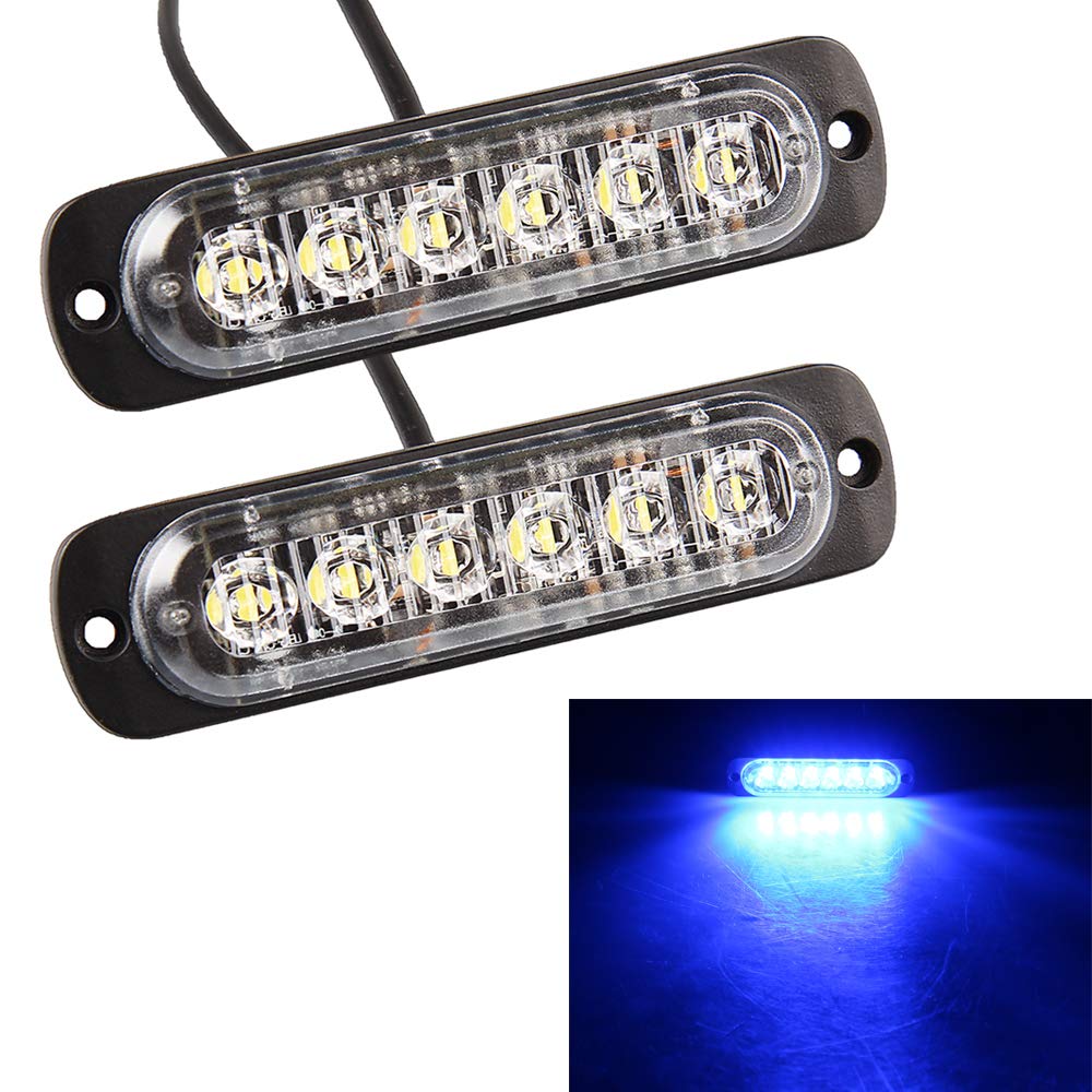 Poopee LED Daytime Running Lamp, Waterproof, Blue/White, for /24V Cars, Dustproof, Shockproof, 6 LEDs,