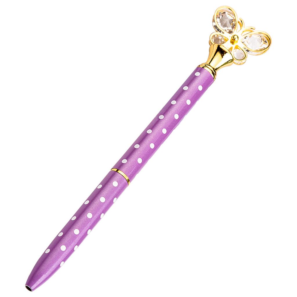 1 шт., стеклянная школьная ручка-бабочка, 1 мм, металлическая шариковая ручка, запасная черная ручка для письма для студентов, канцелярские принадлежности из розового золота