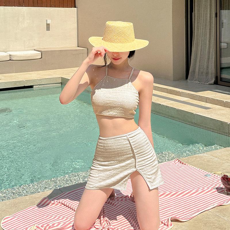 Женский консервативный сексуальный купальник с юбкой с разрезом в японском и корейском стиле